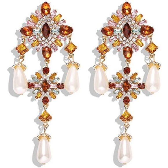 Bridal Formal Chandelier Pearl Earrings - Picture 5 of 6